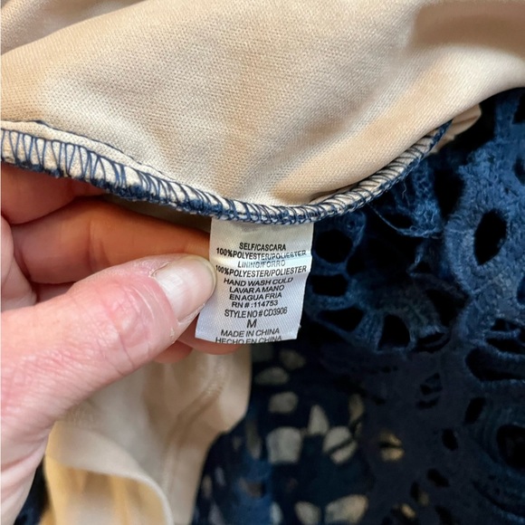 The Clothing Co ELEGANT NAVY BLUE LACE ANKLE-LENGTH MIDI DRESS Medium​ - Picture 14 of 15